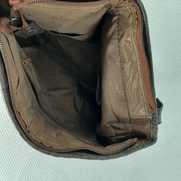 New BHW Shoulder Bag Purse Brown Bling Pink Cross Suede Calf Hair Western - Picture 5 of 6